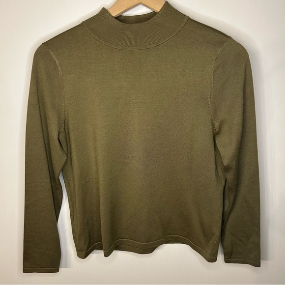 Pendleton Sweaters - Pendleton Green Mock Neck Silk Blend Sweater, Sz S Petite, Turtleneck Top